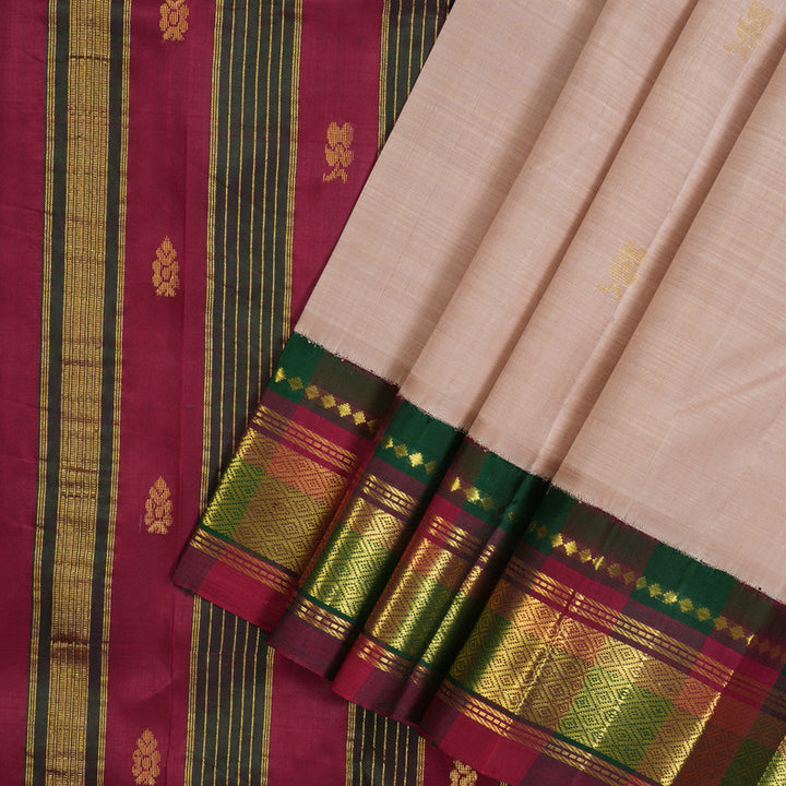 Hayagrivas Onion Pink Pure One-sided border Kanjivaram Silk Saree KBF47D3-9