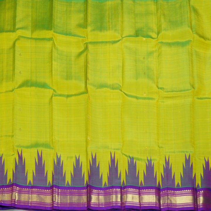 Hayagrivas Fluorescent Green Pure One-sided border Kanjivaram Silk Saree KBF47D5-13