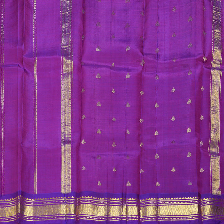Hayagrivas Fluorescent Green Pure One-sided border Kanjivaram Silk Saree KBF47D5-13