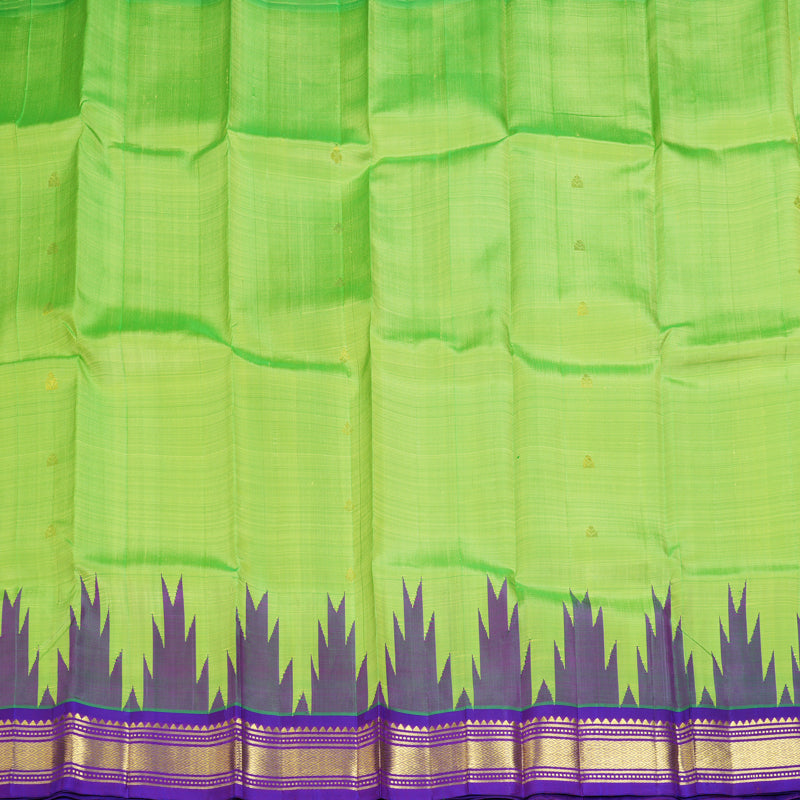 Hayagrivas Fluorescent Green Pure One-sided border Kanjivaram Silk Saree KBF47D5-2