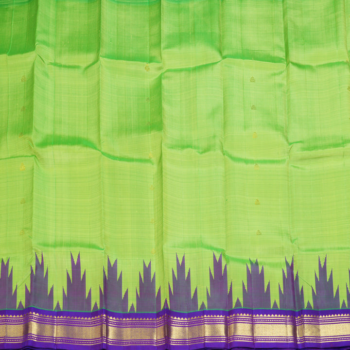 Hayagrivas Fluorescent Green Pure One-sided border Kanjivaram Silk Saree KBF47D5-2