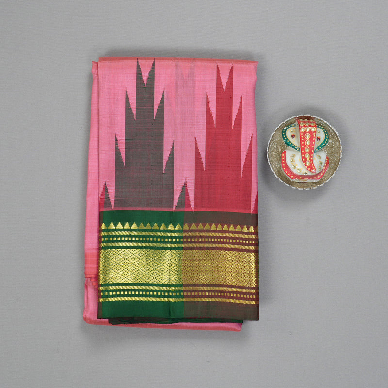 Hayagrivas Rose Pink Pure One-sided border Kanjivaram Silk Saree KBF47D5-22
