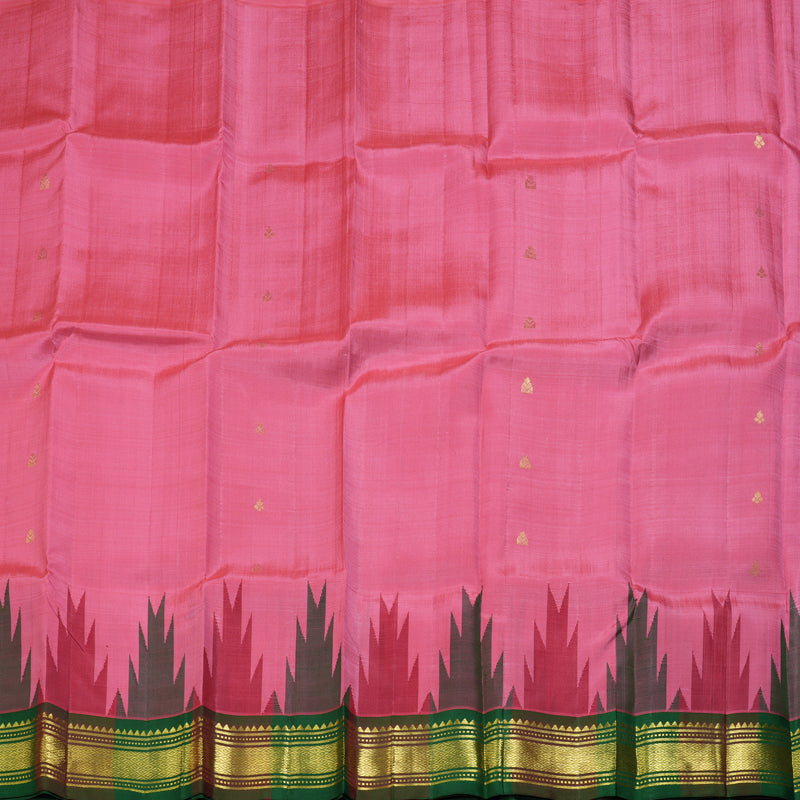 Hayagrivas Rose Pink Pure One-sided border Kanjivaram Silk Saree KBF47D5-22
