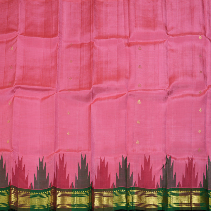 Hayagrivas Rose Pink Pure One-sided border Kanjivaram Silk Saree KBF47D5-22