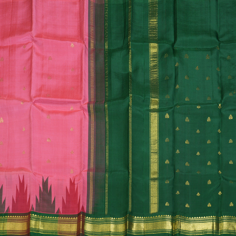 Hayagrivas Rose Pink Pure One-sided border Kanjivaram Silk Saree KBF47D5-22