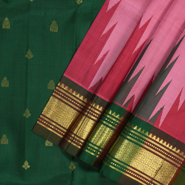 Hayagrivas Rose Pink Pure One-sided border Kanjivaram Silk Saree KBF47D5-22
