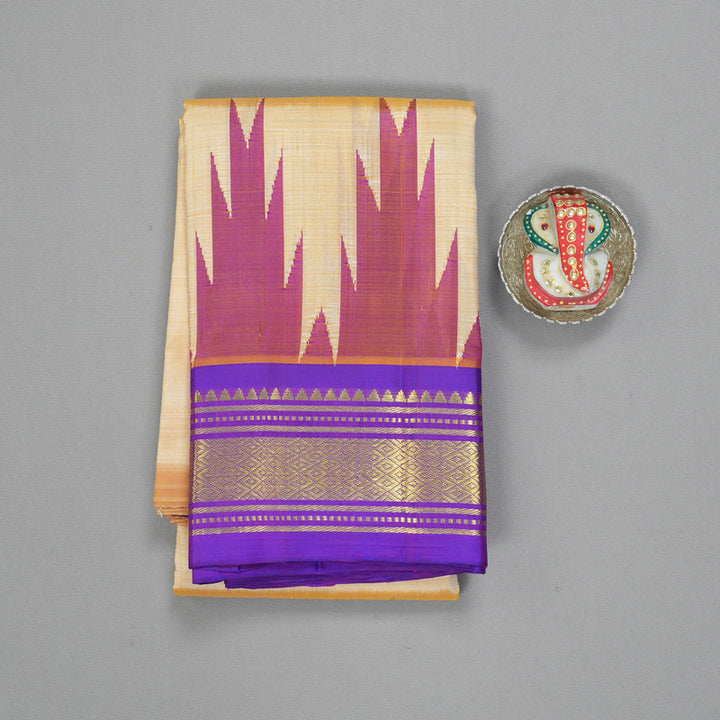 Hayagrivas Sandal Pure One-sided border Kanjivaram Silk Saree KBF47D5-5