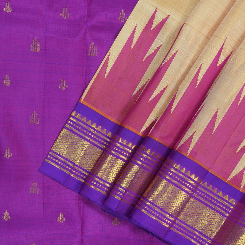 Hayagrivas Sandal Pure One-sided border Kanjivaram Silk Saree KBF47D5-5