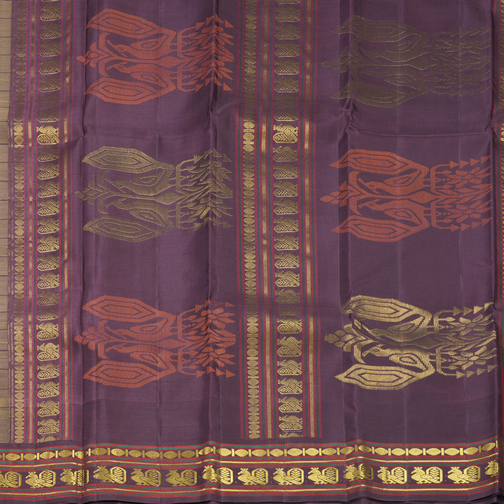 Hayagrivas Handloom Sandal Kanjivaram Silk Saree with Plum Purple Border KBF480F1-1