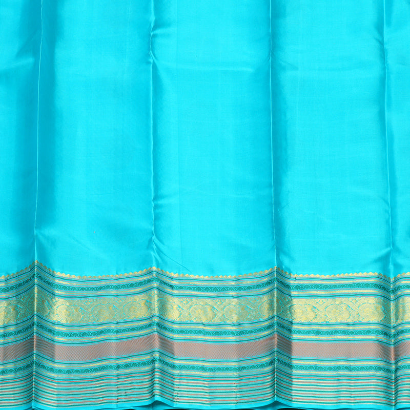 Hayagrivas Handloom Dark Blue Kanjivaram Silk Saree with Sea Blue Border KBF482F12-1