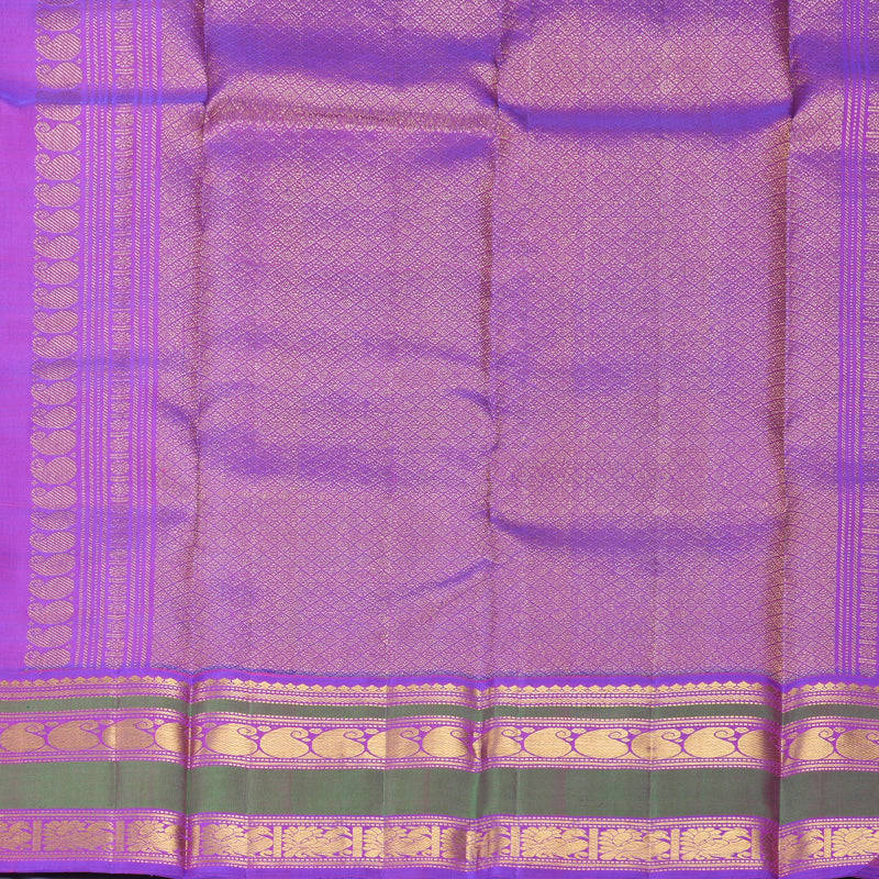 Hayagrivas Handloom Rani Pink Kanjivaram Silk Saree with Purple Border KBF484F1-1
