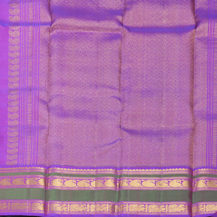 Hayagrivas Handloom Rani Pink Kanjivaram Silk Saree with Purple Border KBF484F1-1