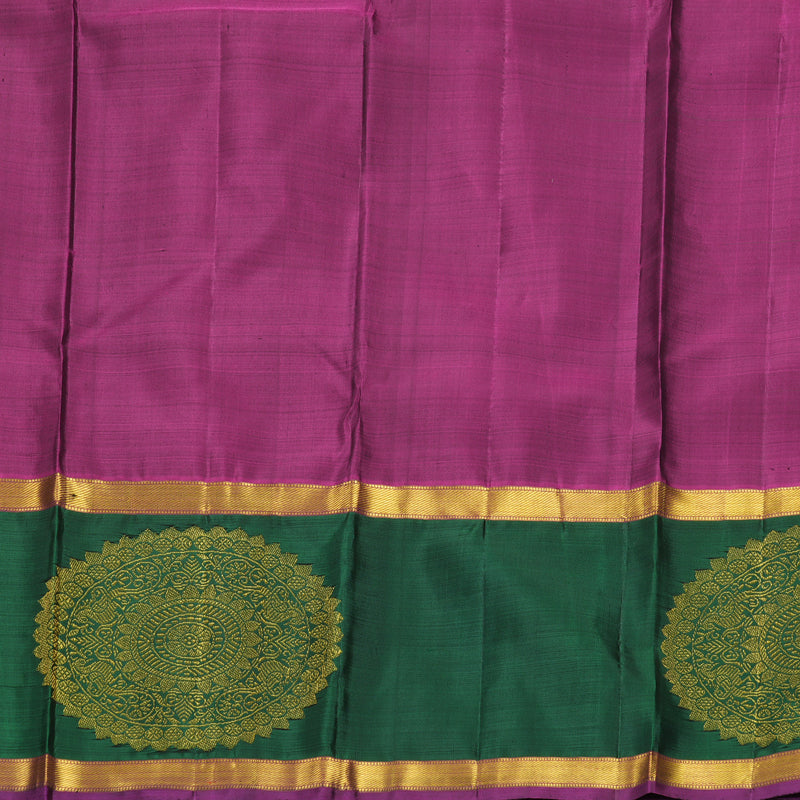 Hayagrivas Handloom Green Kanjivaram Silk Saree with Bottle Green Border KBF484F3-1
