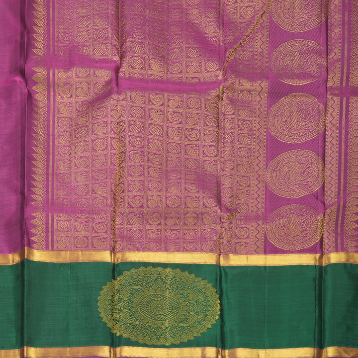 Hayagrivas Handloom Green Kanjivaram Silk Saree with Bottle Green Border KBF484F3-1