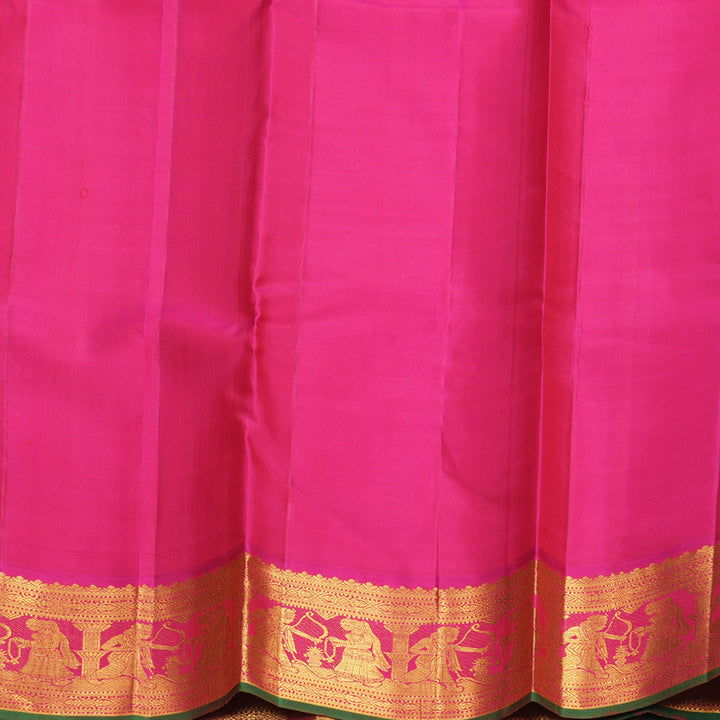 Hayagrivas Handloom Bottle Green Kanjivaram Silk Saree with Rani Pink Border KBF484F4-1
