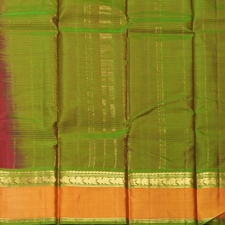 Hayagrivas Handloom Maroon Kanjivaram Silk Saree with Golden Orange Border KBF486F2-1