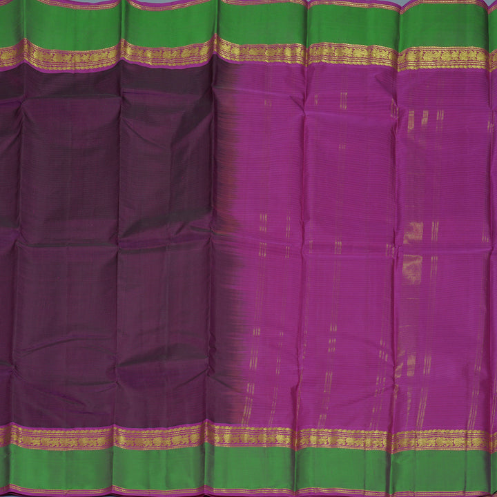 Hayagrivas Handloom Wine Purple Kanjivaram Silk Saree with Aqua Green Border KBF486F2-11