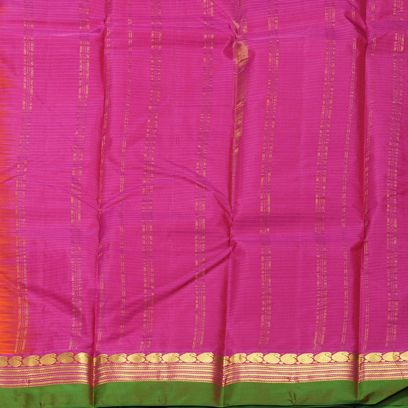 Hayagrivas Handloom Fanta Orange Kanjivaram Silk Saree with Pink Border KBF486F2-16