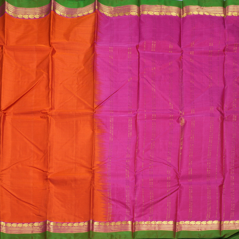 Hayagrivas Handloom Fanta Orange Kanjivaram Silk Saree with Pink Border KBF486F2-16