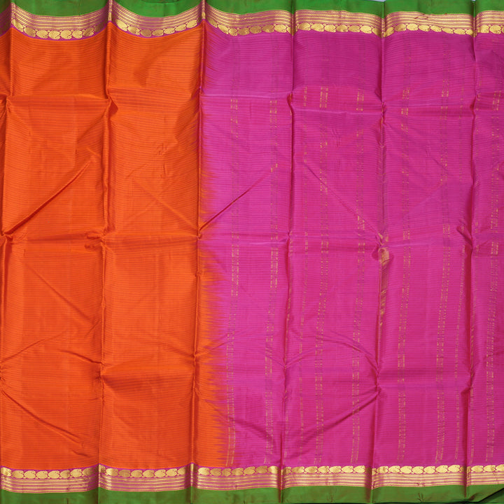 Hayagrivas Handloom Fanta Orange Kanjivaram Silk Saree with Pink Border KBF486F2-16