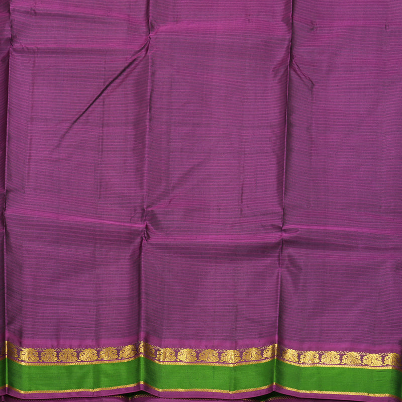 Hayagrivas Handloom Grey Kanjivaram Silk Saree with Green Border KBF486F3-11