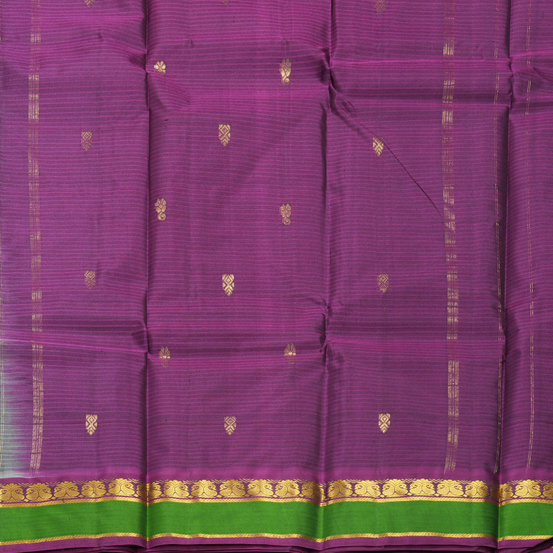 Hayagrivas Handloom Grey Kanjivaram Silk Saree with Green Border KBF486F3-11