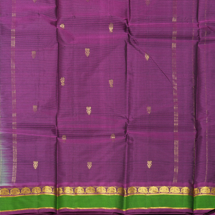 Hayagrivas Handloom Grey Kanjivaram Silk Saree with Green Border KBF486F3-11
