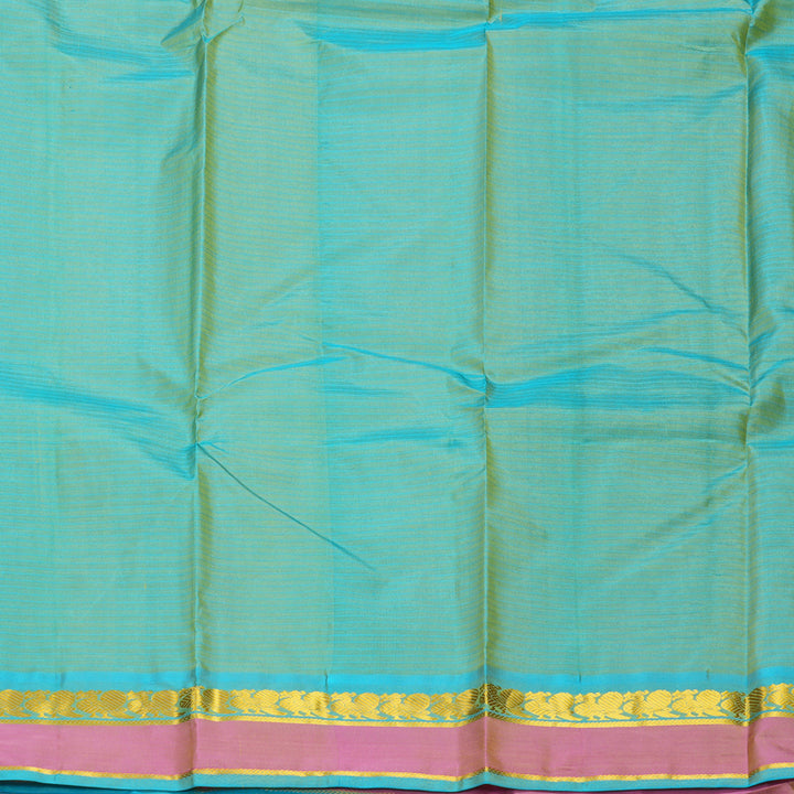 Hayagrivas Handloom Parrot Green Kanjivaram Silk Saree with Pink Border KBF486F3-12