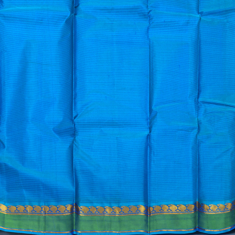 Hayagrivas Handloom MS Blue Kanjivaram Silk Saree with Green Border KBF486F3-19