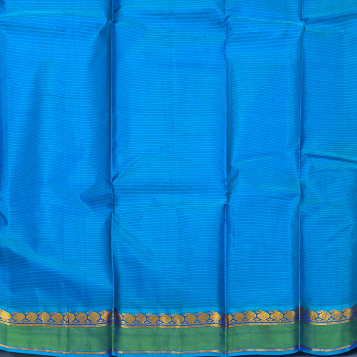 Hayagrivas Handloom MS Blue Kanjivaram Silk Saree with Green Border KBF486F3-19