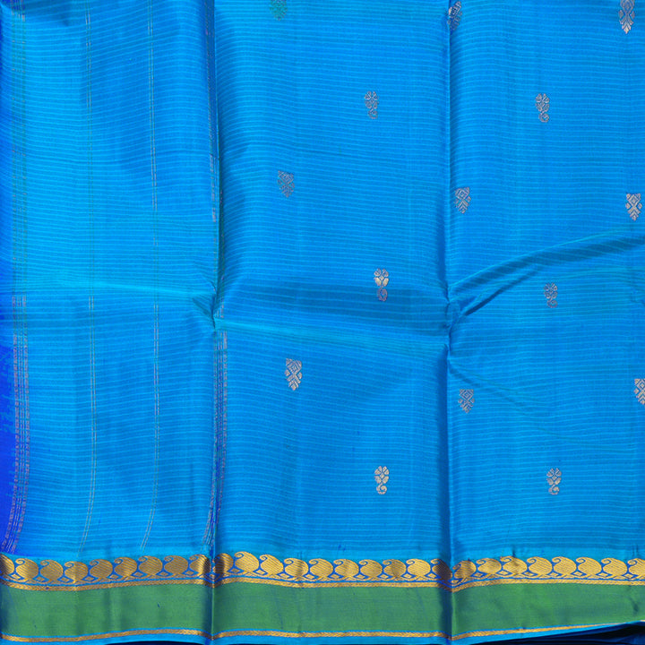 Hayagrivas Handloom MS Blue Kanjivaram Silk Saree with Green Border KBF486F3-19