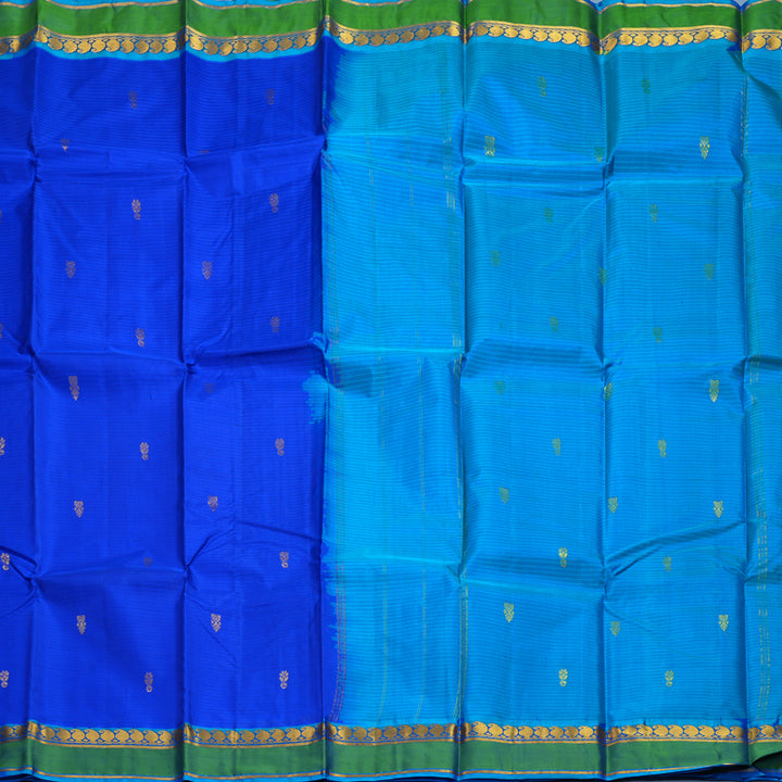 Hayagrivas Handloom MS Blue Kanjivaram Silk Saree with Green Border KBF486F3-19
