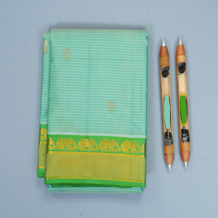 Hayagrivas Handloom Mint Green Kanjivaram Silk Saree with Parrot Green Border KBF486F3-27