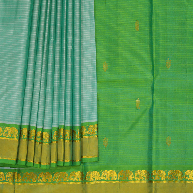 Hayagrivas Handloom Mint Green Kanjivaram Silk Saree with Parrot Green Border KBF486F3-27