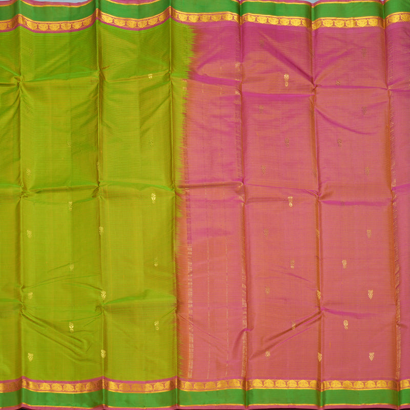 Hayagrivas Handloom Parrot Green Kanjivaram Silk Saree with Green Border KBF486F3-40