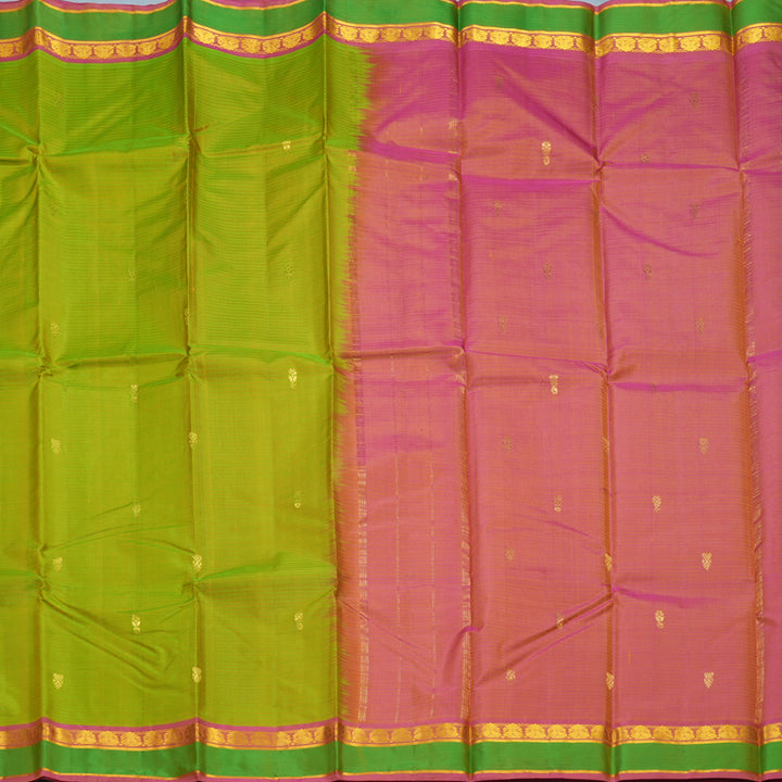 Hayagrivas Handloom Parrot Green Kanjivaram Silk Saree with Green Border KBF486F3-40
