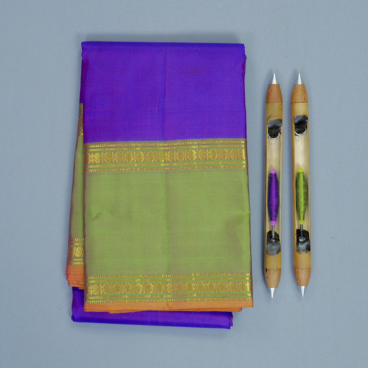 Hayagrivas Handloom Purple Kanjivaram Silk Saree with Manthalir Green Border KBF486F5-4