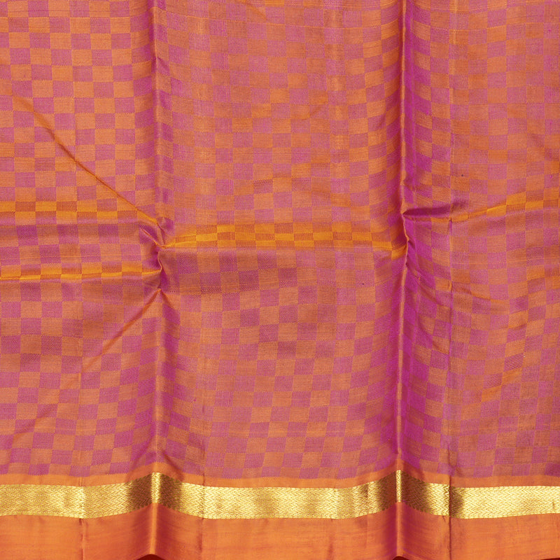 Hayagrivas Handloom Purple Kanjivaram Silk Saree with Golden Orange Border KBF486F6-3