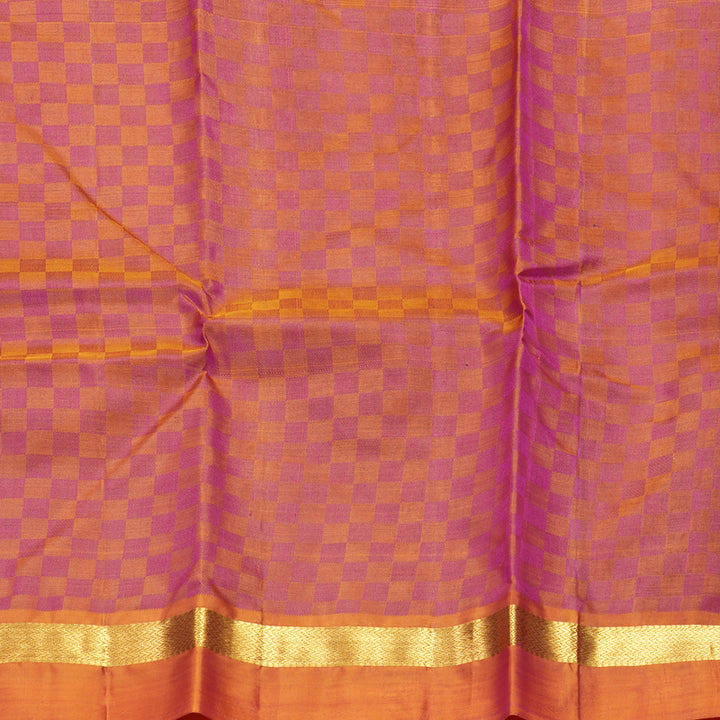 Hayagrivas Handloom Purple Kanjivaram Silk Saree with Golden Orange Border KBF486F6-3