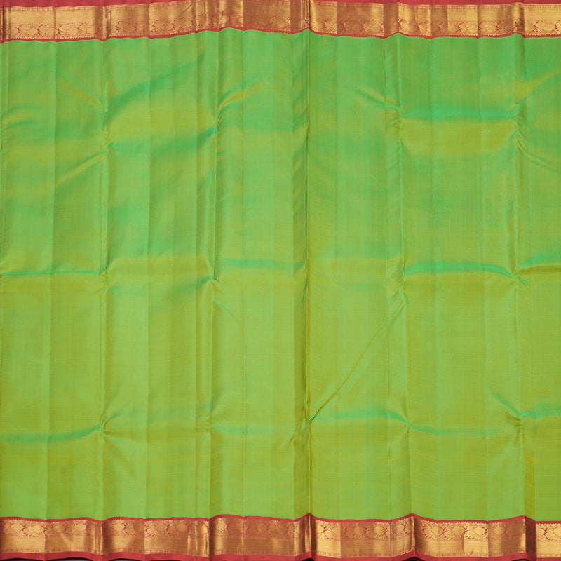 Hayagrivas Handloom Parrot Green Kanjivaram Silk Saree with Red Border KBF488F1-2