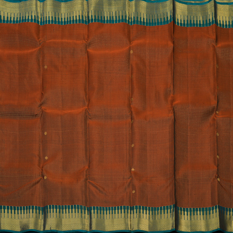 Hayagrivas Handloom Rust Orange Kanjivaram Silk Saree with Ramar Green Border KBF48D12-1