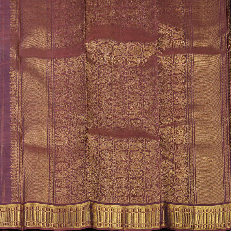 Hayagrivas Handloom Royal Blue Kanjivaram Silk Saree with Rust Border KBF48D4-2