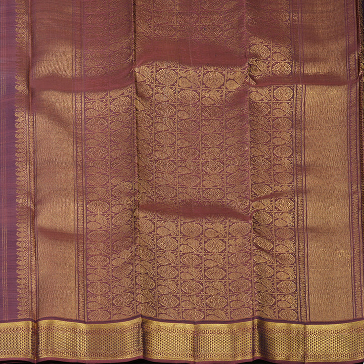 Hayagrivas Handloom Royal Blue Kanjivaram Silk Saree with Rust Border KBF48D4-2