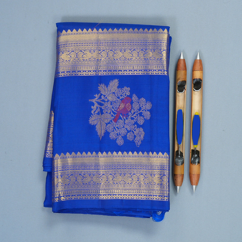 Hayagrivas Handloom MS Blue Kanjivaram Silk Saree KBF48D8-2