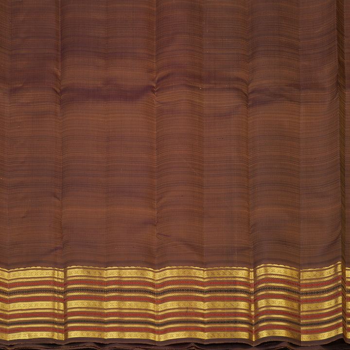 Hayagrivas Handloom Carrot Orange Kanjivaram Silk Saree with Brown Border KBF48D8-3