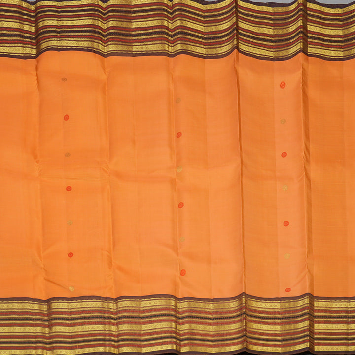Hayagrivas Handloom Carrot Orange Kanjivaram Silk Saree with Brown Border KBF48D8-3