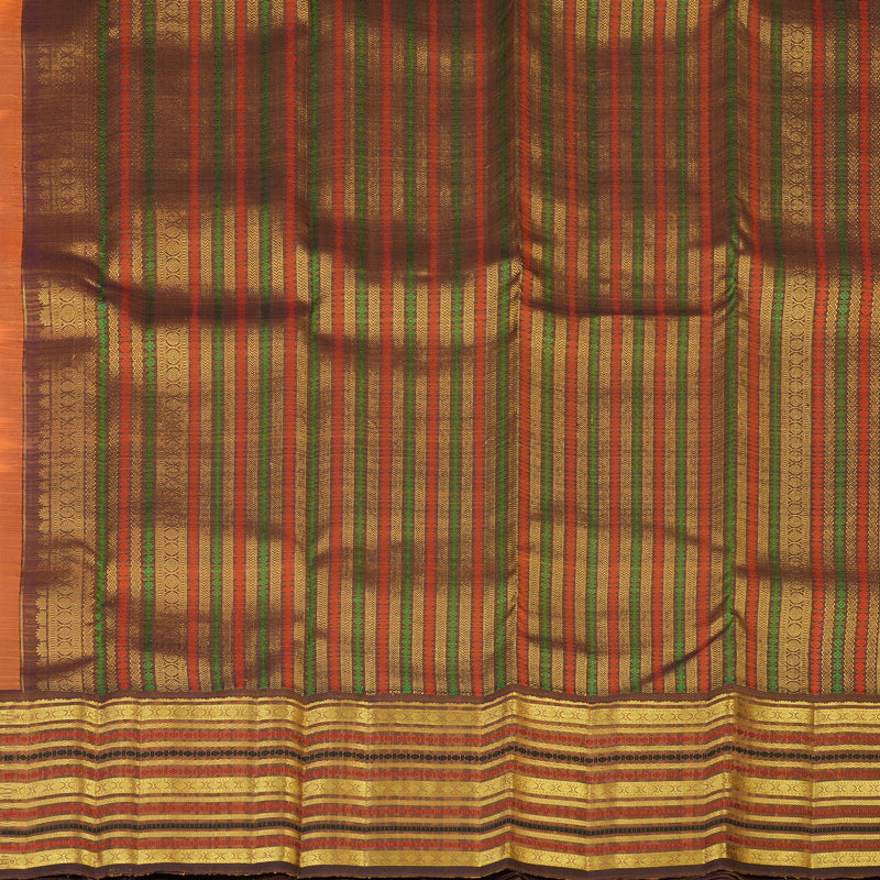 Hayagrivas Handloom Carrot Orange Kanjivaram Silk Saree with Brown Border KBF48D8-3