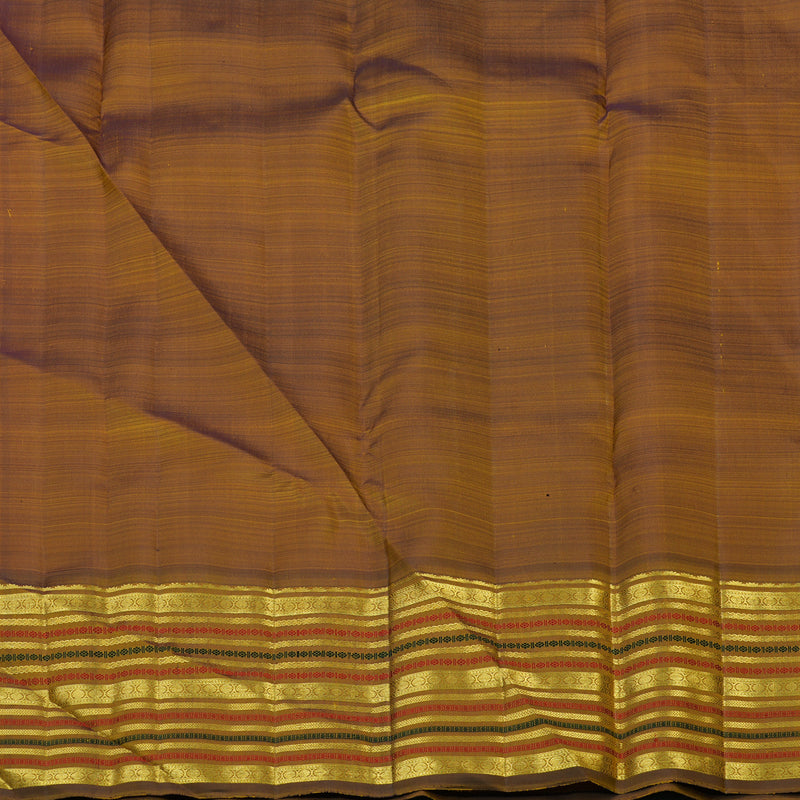 Hayagrivas Handloom Turmeric Yellow Kanjivaram Silk Saree with Golden Brown Border KBF48D8-6
