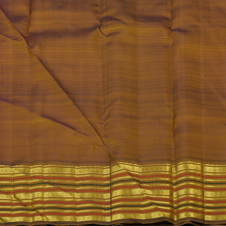Hayagrivas Handloom Turmeric Yellow Kanjivaram Silk Saree with Golden Brown Border KBF48D8-6