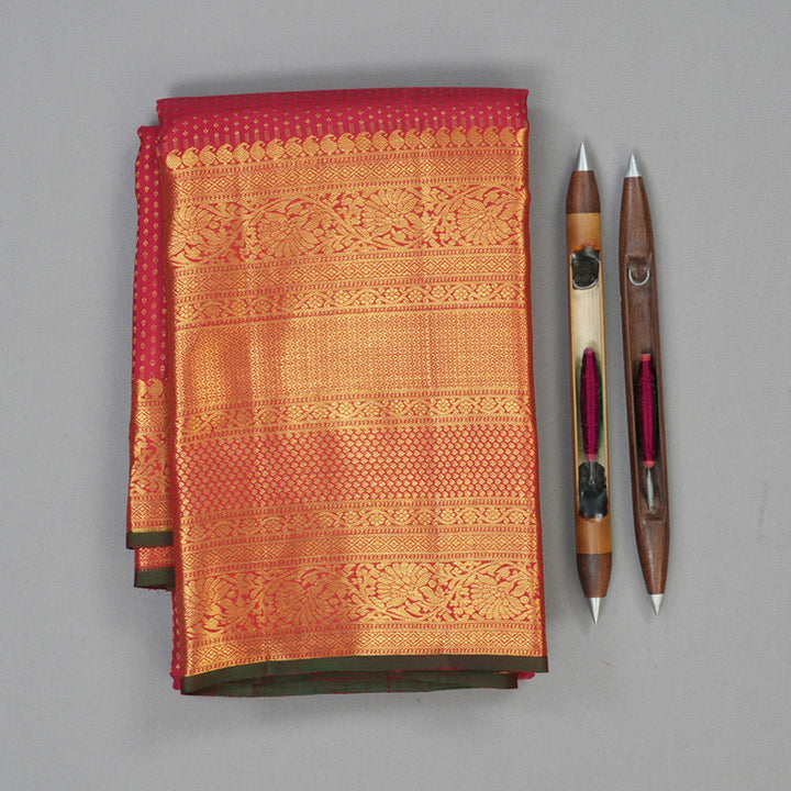 Hayagrivas Handloom Red Kanjivaram Silk Saree KBF48D9-1